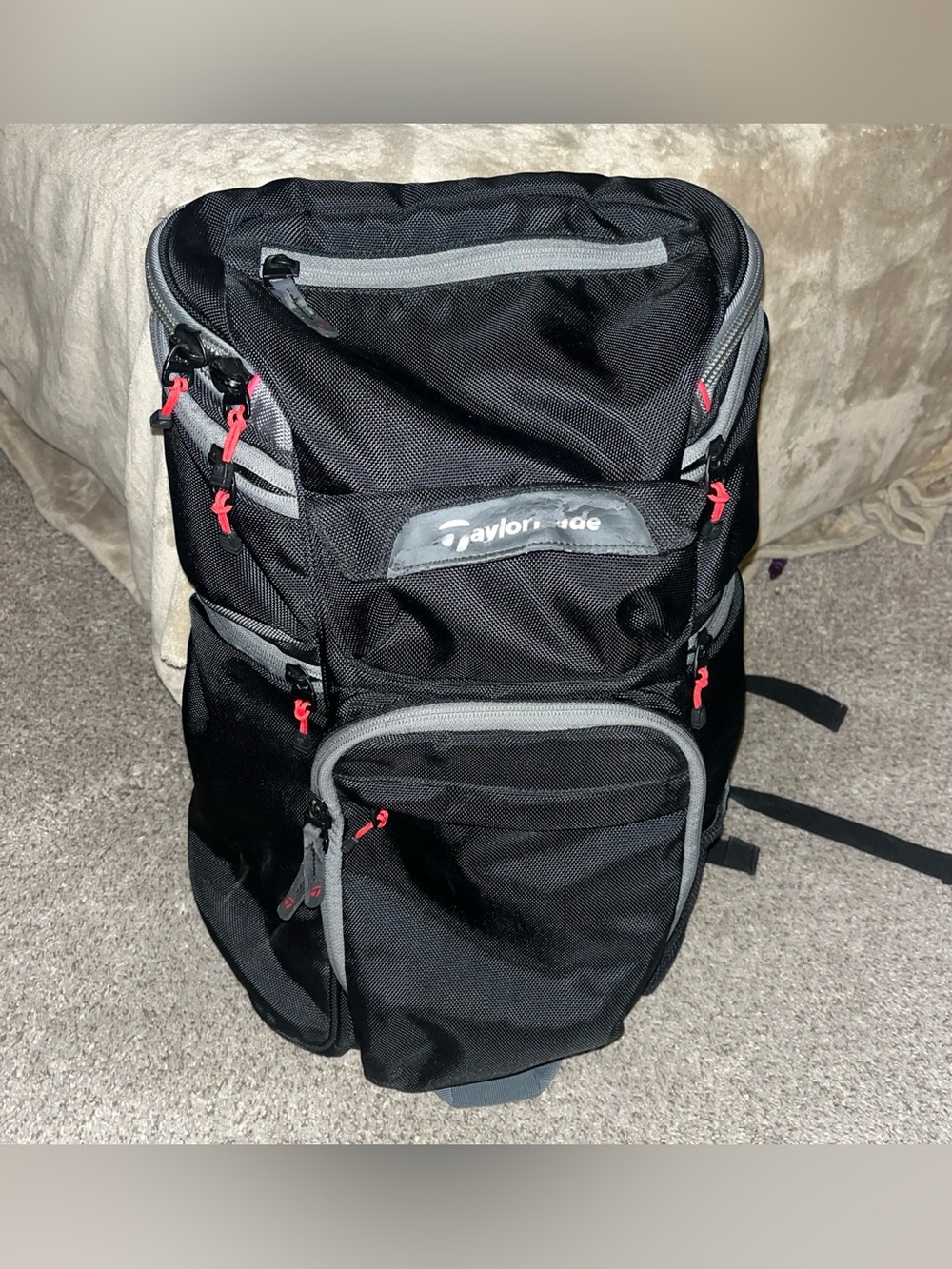 TaylorMade Golf 15" Laptop Backpack Travel Bag Multi Pocket Black Gray 20" Tall